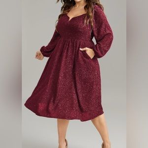 BloomChic Glitter Twist Notched Lantern Sleeve Dress Sz 18/20 2X